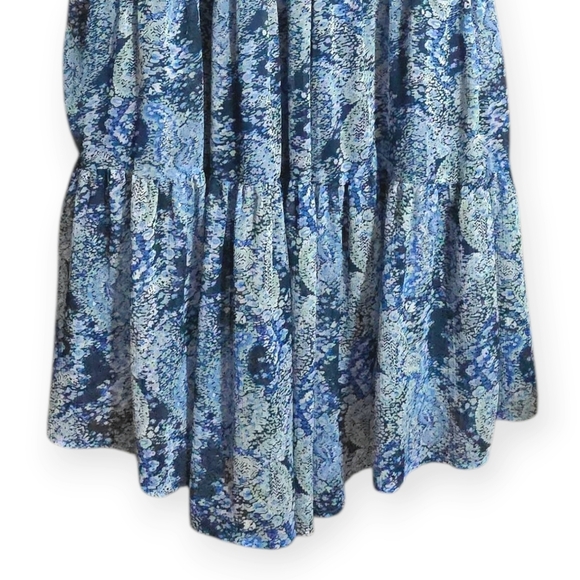 Joie Parisian Paisley Boho Chic Long Sleeve Maxi Dress Blue High Low Hem Lined - Picture 14 of 17